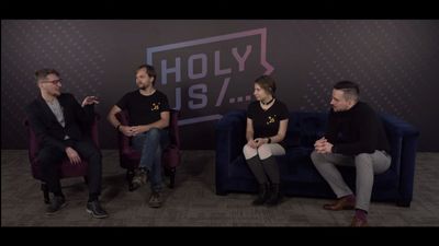 Interview with PiterJS organizers between talks on HolyJS 🇷🇺